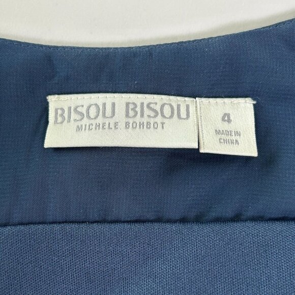 Bisou Bisou Dress Size 4 Blue Yellow Abstract Hi Low Sleeveless Elastic Waist - Picture 5 of 10